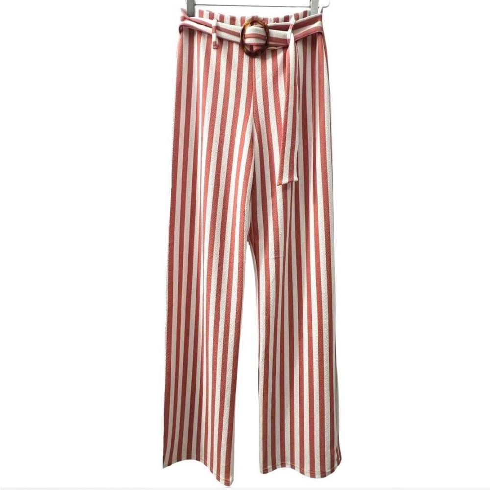 Retro Orange Striped Pants with Belt